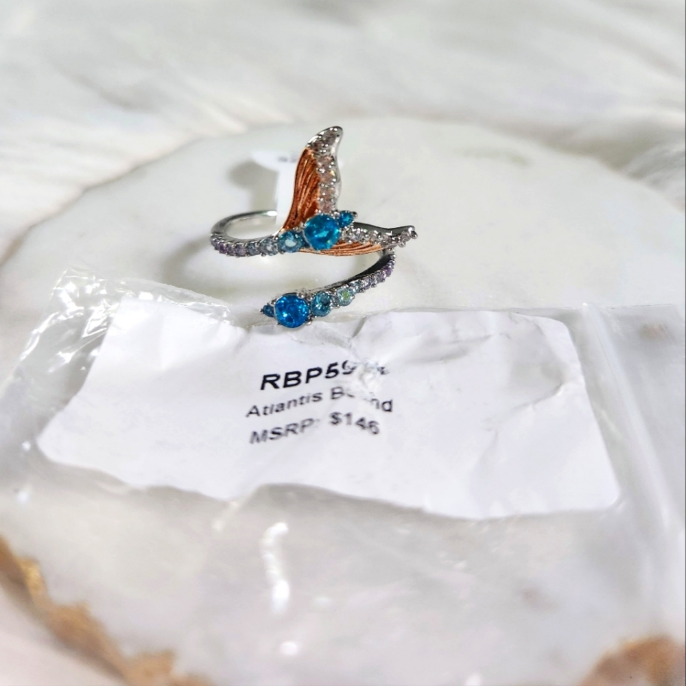 NWT Bomb Party 'Atlantis Bound' Mixed Metal Multicolor Wrap Ring - Size 9 - Picture 3 of 11